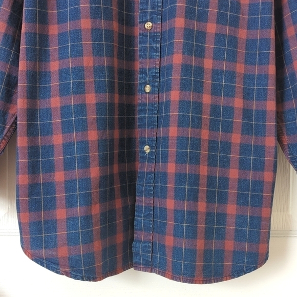 Lord & Taylor 90's Vintage Plaid Rugged American Long Sleeve Button Down Shirt L - Picture 7 of 11